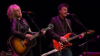Musicians Lucinda Williams and Doug Pettibone perform in concert at The Paramount Theatre on January 16, 2013 in Austin, Texas