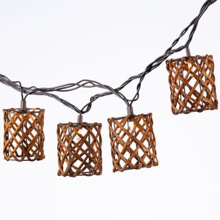 West Elm Rattan Cylinder String Lights