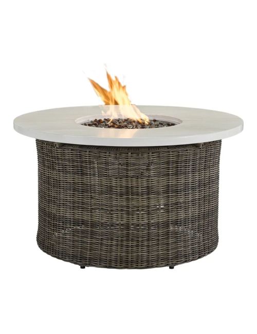 Ohara Coastal Woven Wicker Outdoor Fire Pit Table