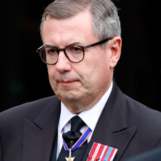 Sir Edward Young (Private Secretary to Queen Elizabeth II) attends the Committal Service for Queen Elizabeth II at St George's Chapel, Windsor Castle on September 19, 2022 in Windsor, England
