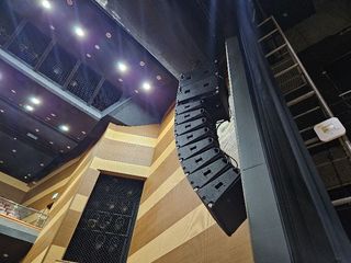 A CODA line array speaker hung in The Hongcheon Culture and Arts Centre interior.