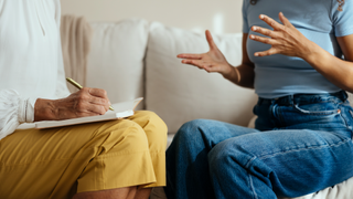 Woman talking with a therapist