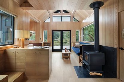 Wood-lined Canadian cabin interiors