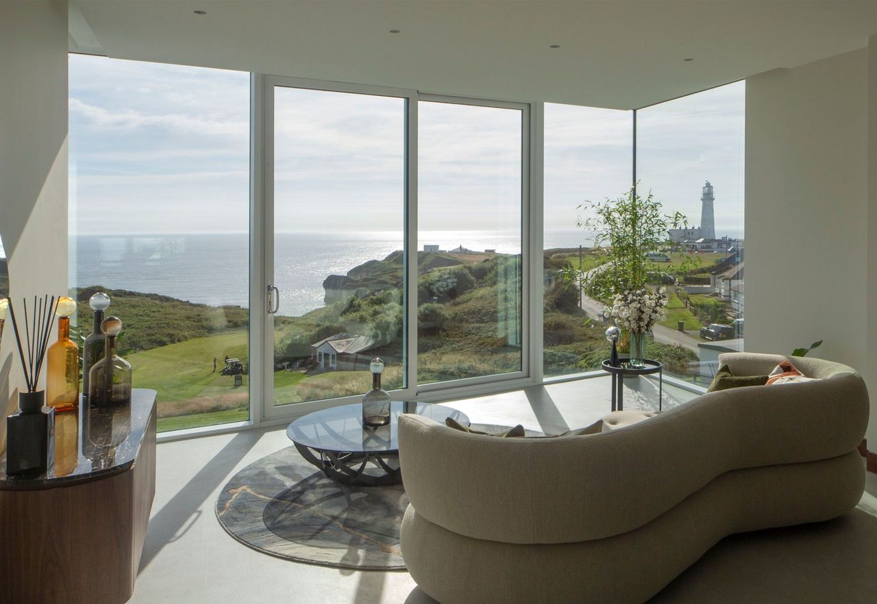 Contemporary interior design details inside an old coastguard station self build