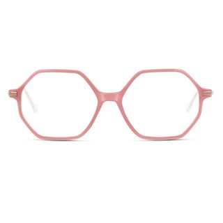 pink geometric framed glasses