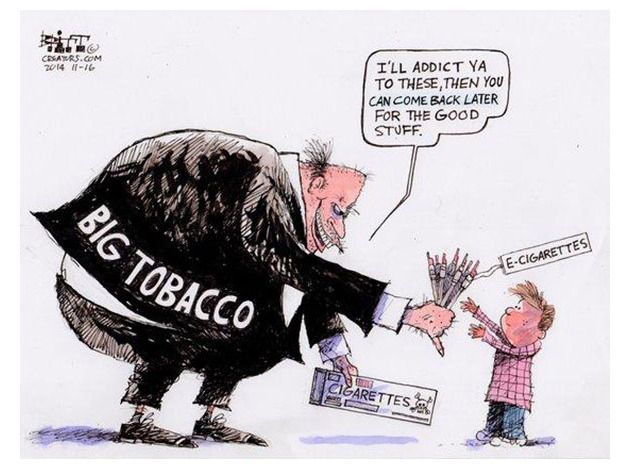 Editorial cartoon Big Tobacco e-cigarettes