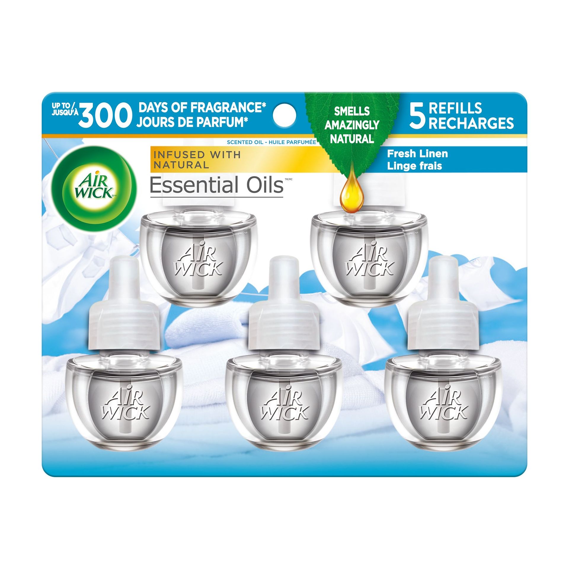 Air Wick Plug in Scented Oil Refill, 5ct, Fresh Linen