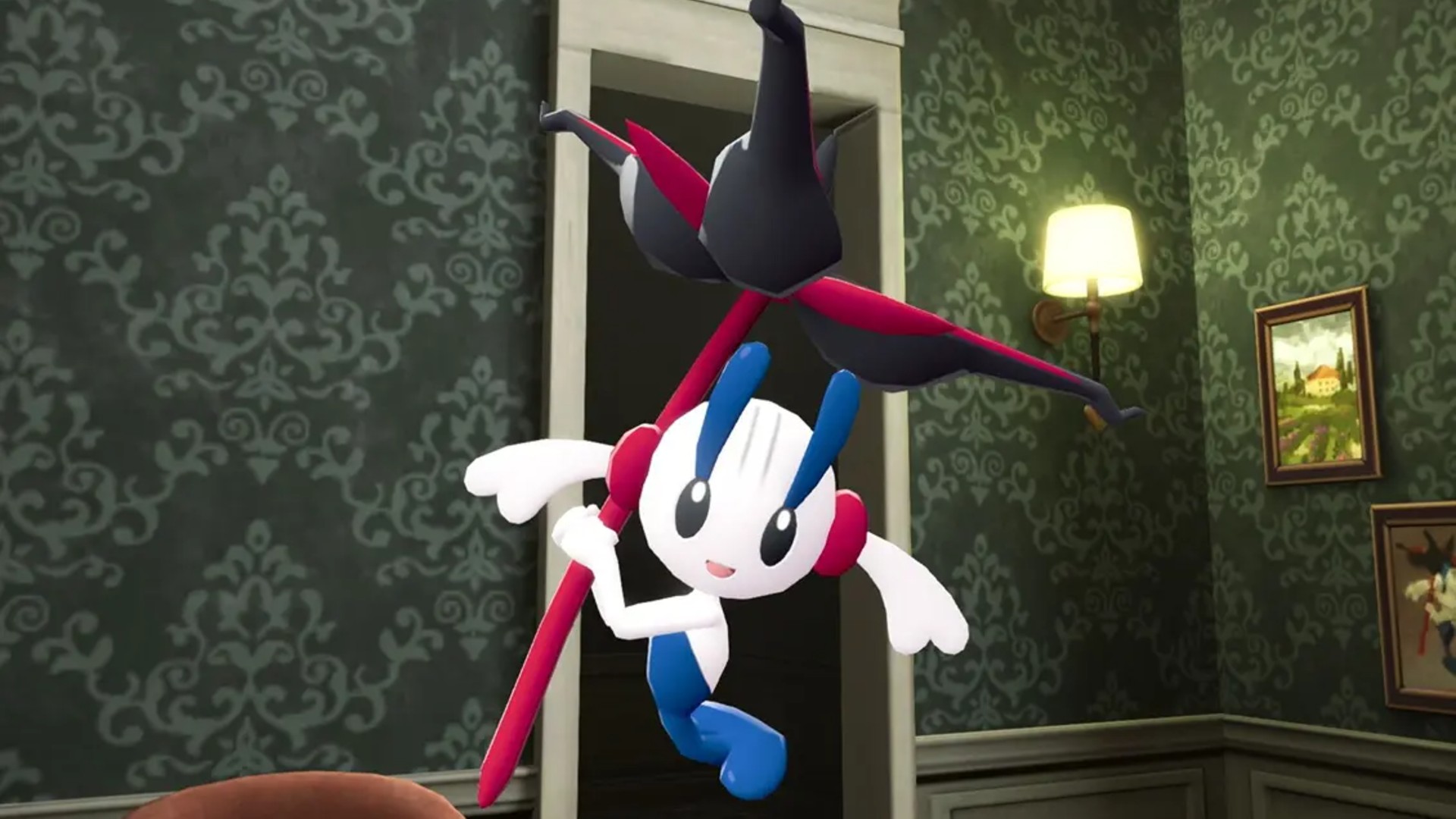 Eternal Flower Floette, one of the best Pokemon Champions Pokemon, holds its red and black flower.