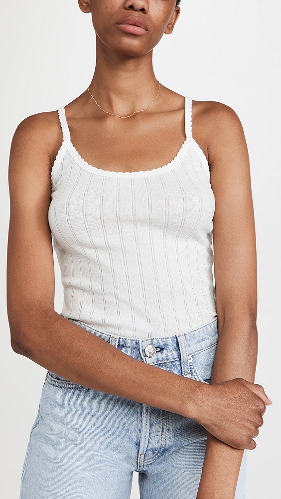 Pointelle Classic Tank Top - White