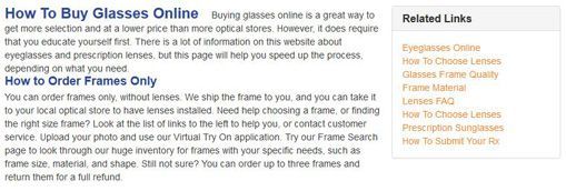The Eyeglasses.com website has a lot of how-to information to help you buy the right glasses.