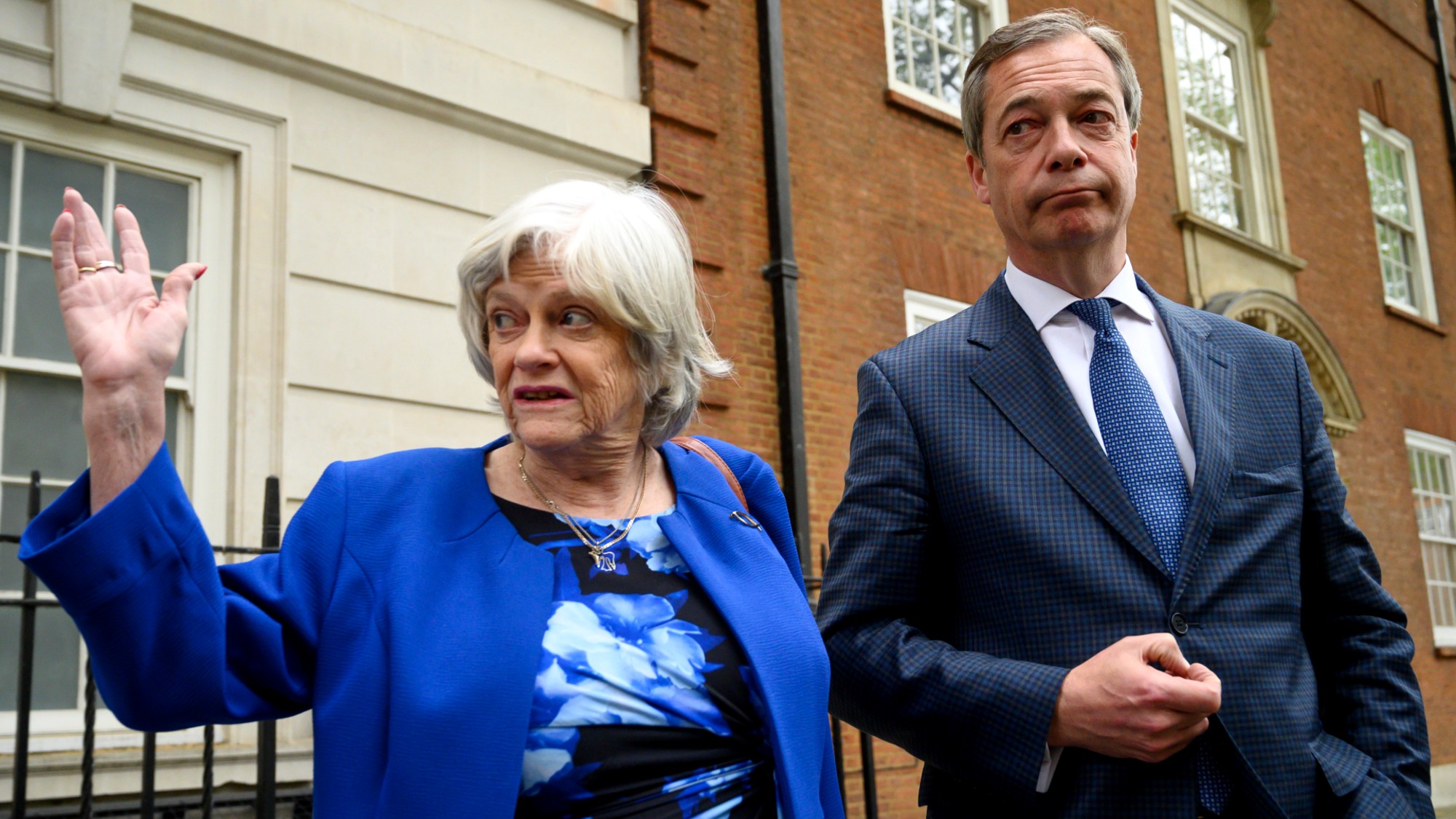 Ann Widdecombe and Nigel Farage in London in 2019