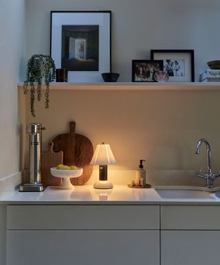 Kitchen with ambient table lamp