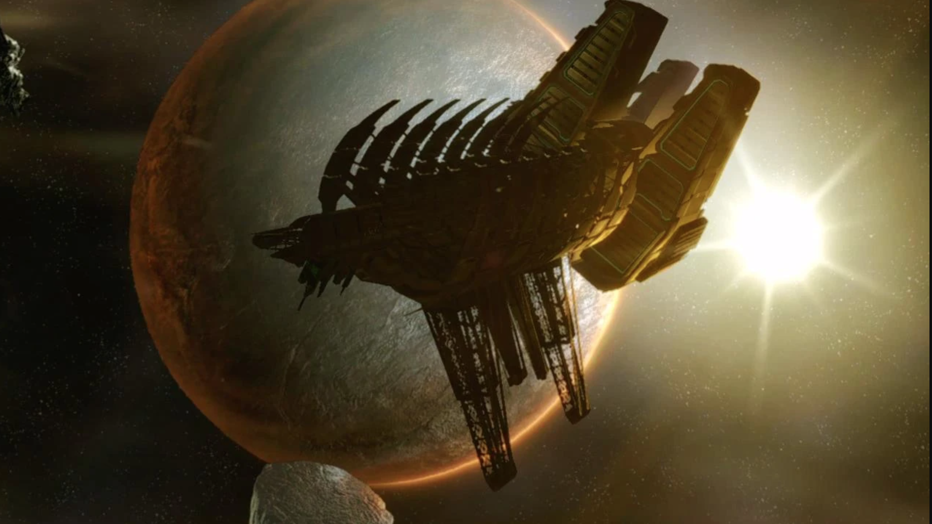 a sci-fi spaceship from a video game