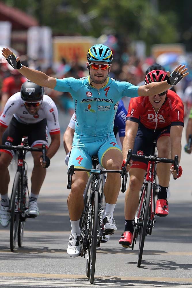 Andrea Guardini (Astana) hits the line ifrst