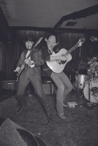 Pete Anderson and Dwight Yoakam perform in Los Angeles at the Palomino Club, August 24, 1985.