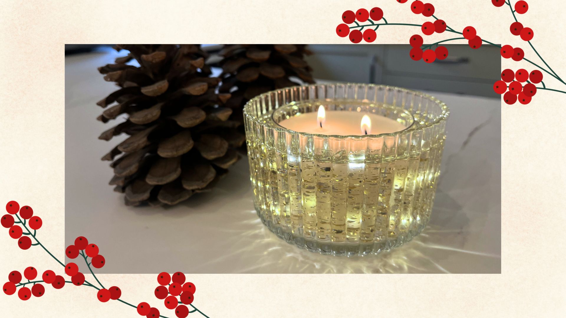 picture of the marks and spencer light up candle on kitchen counter