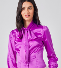 Hawes &amp; Curtis Bright Purple Fitted Satin Blouse with Pussy Bow
WAS £45, NOW £17.95