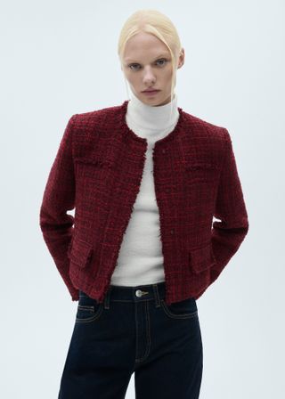 Tweed Jacket With Frayed Ends - Women | Mango United Kingdom