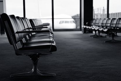 Rows of chairs at an airport gate