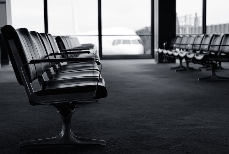 Rows of chairs at an airport gate