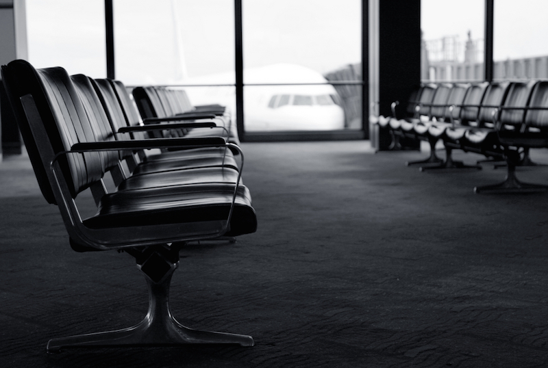 Rows of chairs at an airport gate