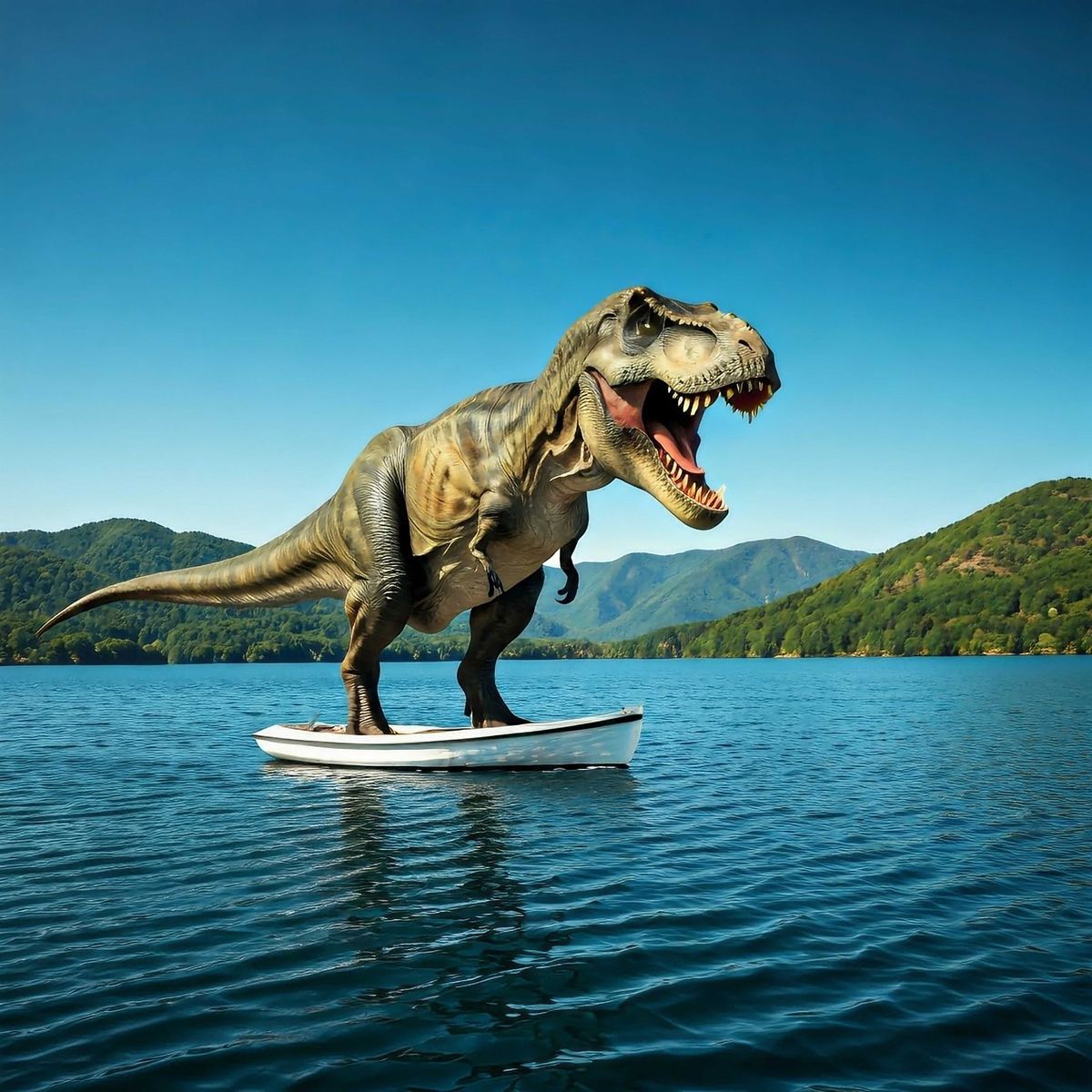 T-rex on a boat generated by Pixel Studios