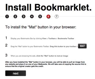 The Matboard’s 'Mat button' is an easy way to start filling your boards with content and functions in much the same way as a Pinterest “Pin Tab” in your browser