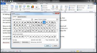 Adding a special symbol in Word 2010