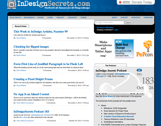 There's a wealth of tutorials, tips and advice on InDesign Secrets