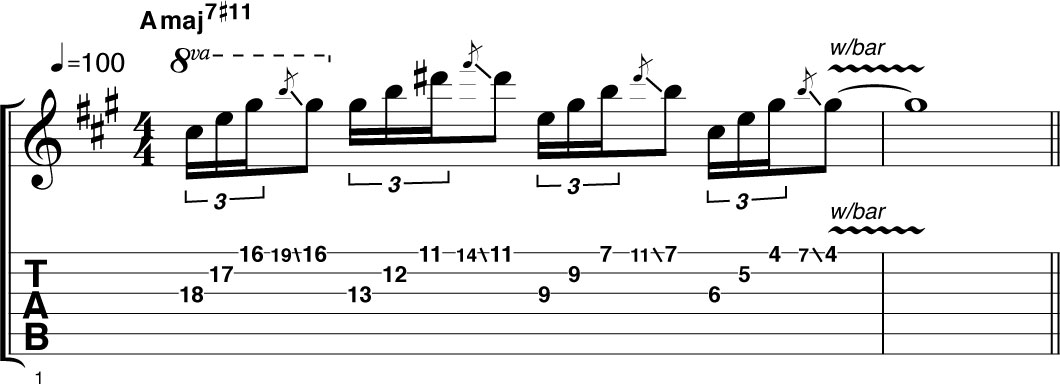Three string sweep arpeggios