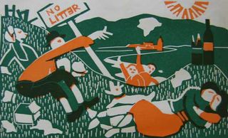 linocut flight lawrence