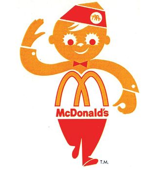 Archy McDonald was used on POP and delivery trucks around 1962. In addition, he was featured dancing around a counter in McDonald's first TV commercials the same year