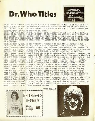 Peter Capald's Doctor Who fanzine article