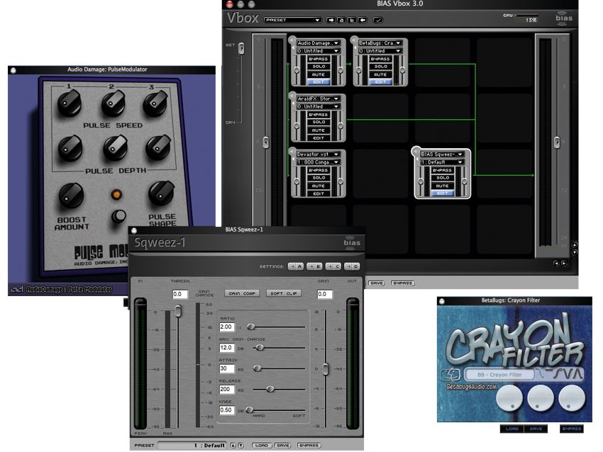 You can combine multiple plug-ins using Vbox.