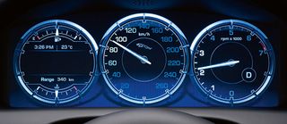 The completely digital instrument gauges available on cars like the Jaguar XJ open the door to allow people to design custom car interfaces based on personal preferences