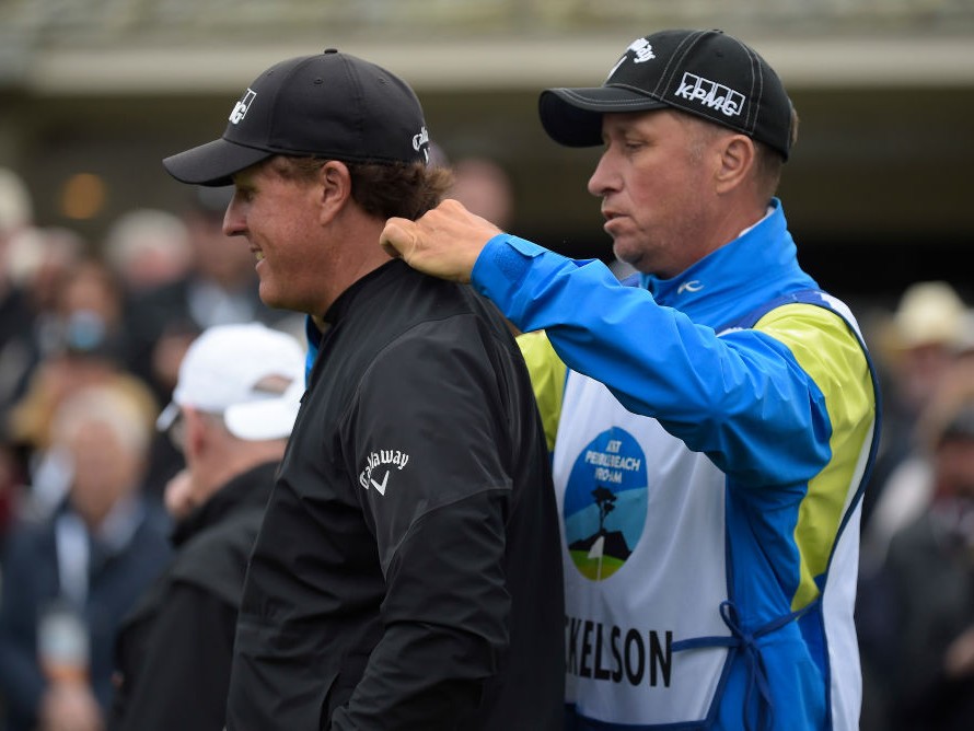 Phil Mickelson and Jim 'Bones' Mackay in 2017