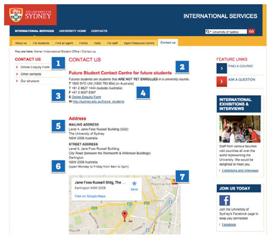 We draw the team’s attention to the insights by annotating the screenshots - this one from Sydney University’s International Student site