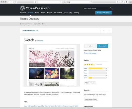 One of many themes created by Automattic, Sketch is a portfolio theme that leverages Jetpack’s Portfolio module
