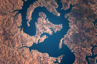The Euphrates River winds through Turkey in this photo taken from the International Space Station by space tourist Guy Laliberte.