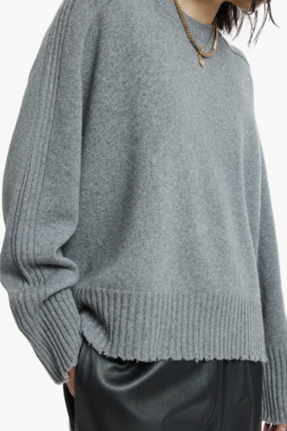 AllSaints Kiera Fray Edge Crewneck Sweater
