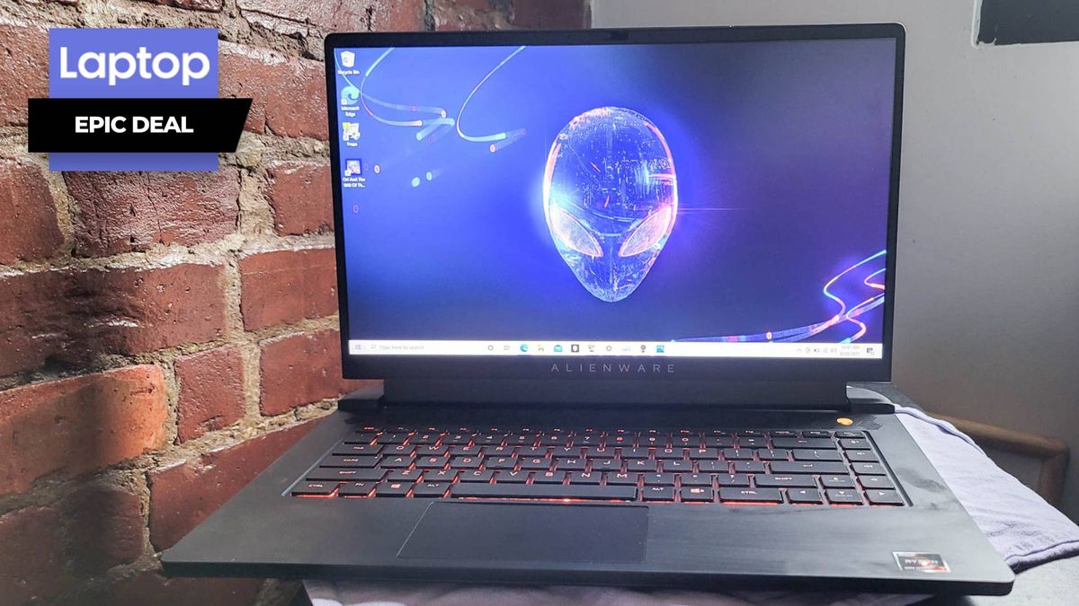 Alienware m15 Ryzen Edition R5 gaming laptop with Alienware logo desktop