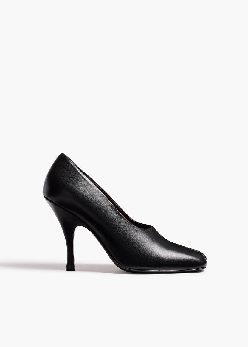 Khaite, Eva Peep Toe Pump in Black Leather
