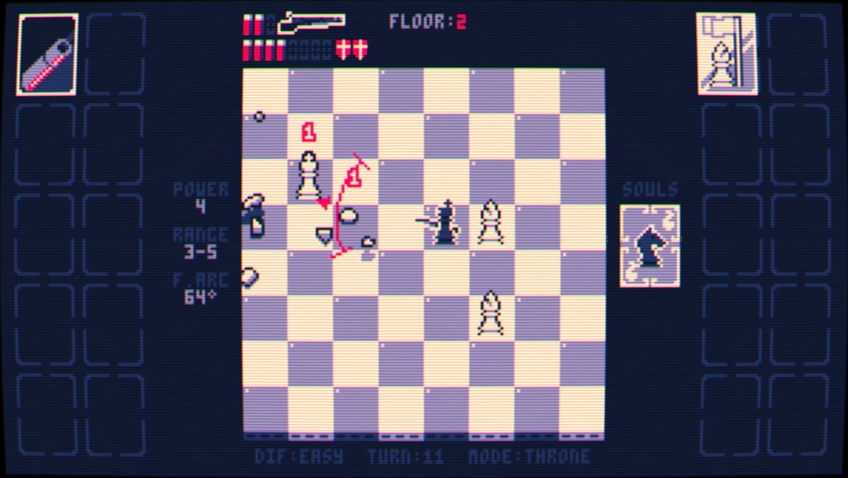 king in a precarious position taking fire at white king