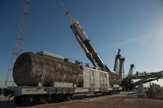 Soyuz Rocket Placed in Position