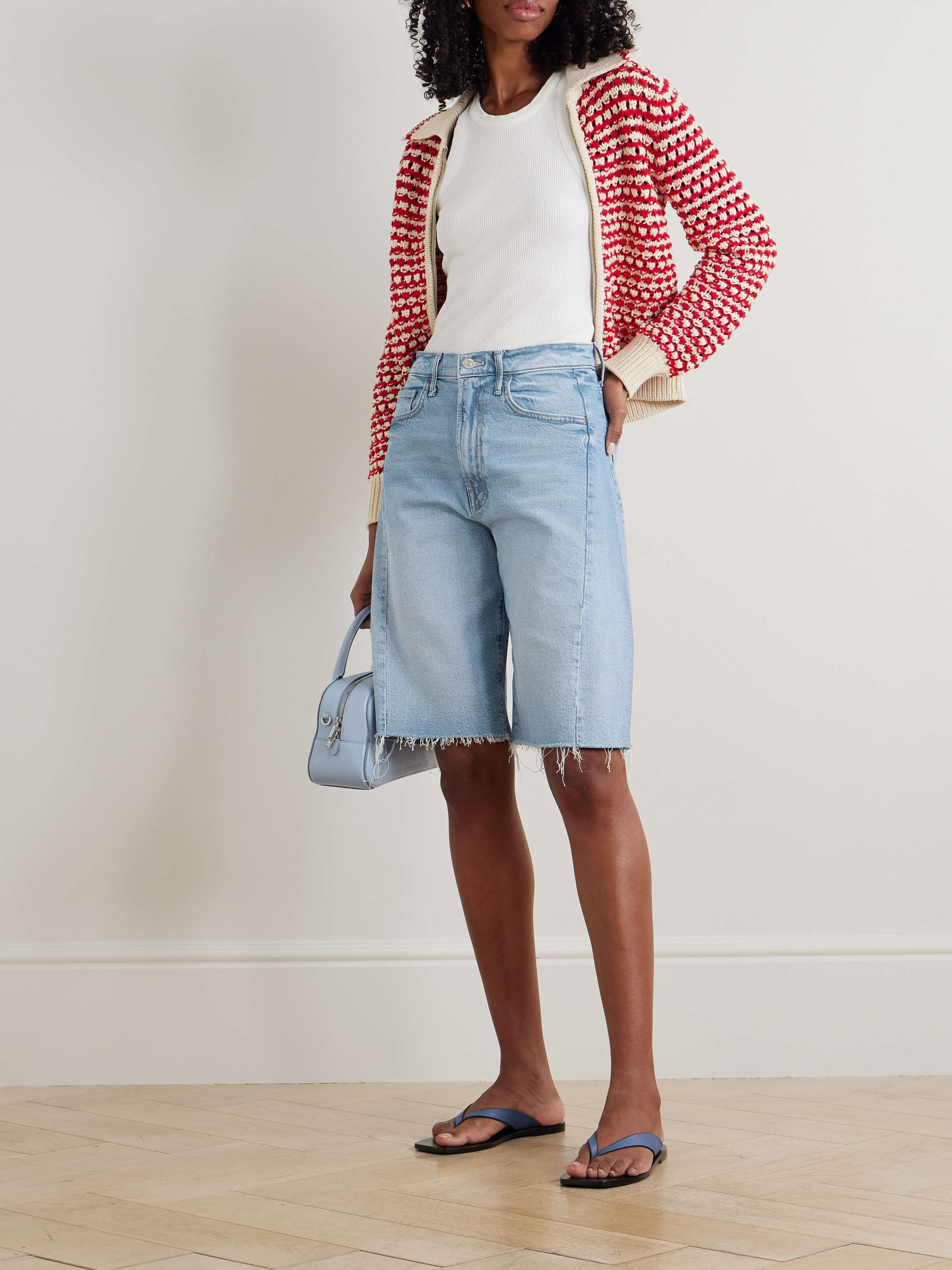 The Half Pipe Bermuda Fray Denim Shorts