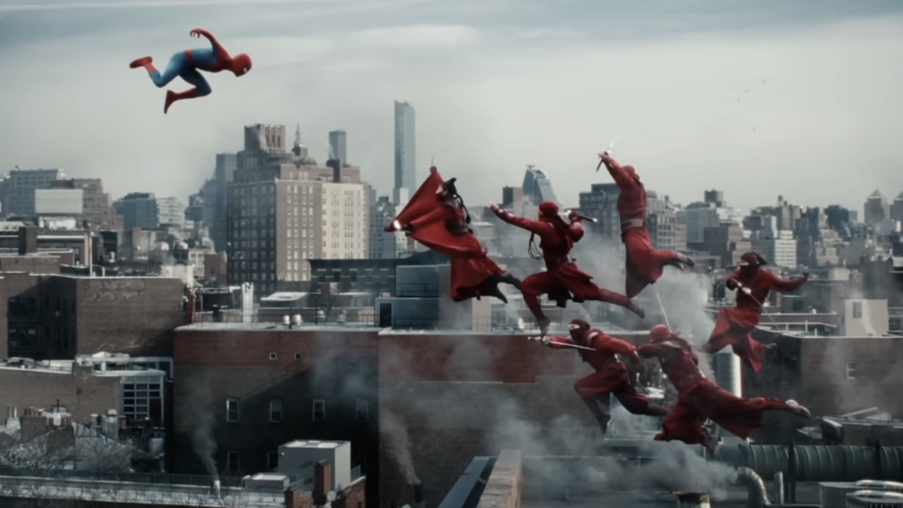 Spider-Man facing a team of Ninjas in the Brand New Day trailer.