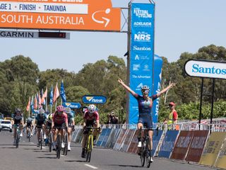 Peta Mullens wins stage 1 at the Santos Festival of Cycling