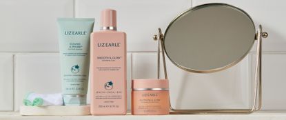 Liz Earle beauty products on a shelf