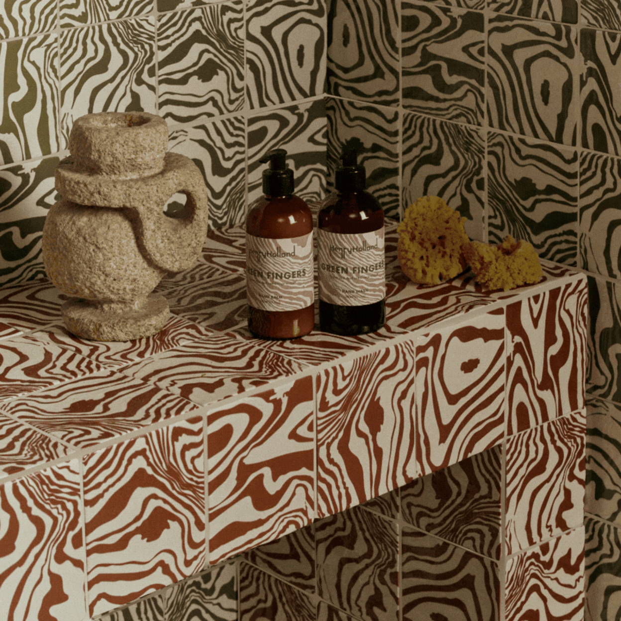 Henry Holland Studio Pour Terracotta Glazed Square Tile (1.0 m2).