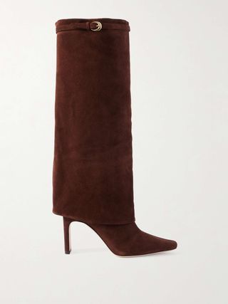 Wally Buckled Suede Knee Boots